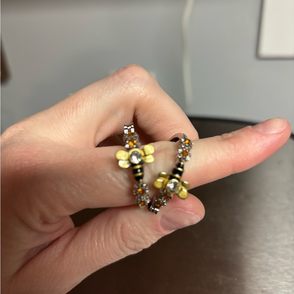 Yellow and Silver Bee Design Earrings